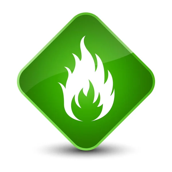 Tűz ikon elegáns zöld gyémánt gombot — Stock Fotó
