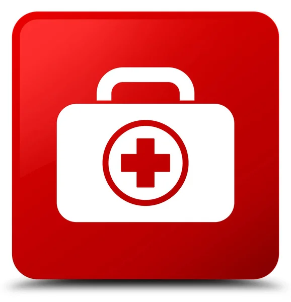 First aid kit icon red square button — Stock Photo, Image