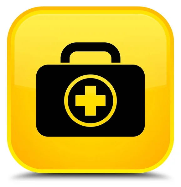 Πρώτες βοήθειες kit εικονίδιο ειδικό κίτρινο τετράγωνο κουμπί — Φωτογραφία Αρχείου