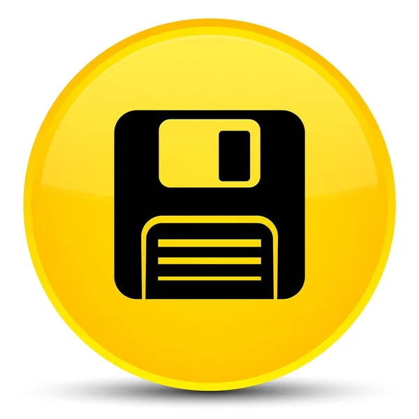 Ícone de disquete botão redondo amarelo especial — Fotografia de Stock