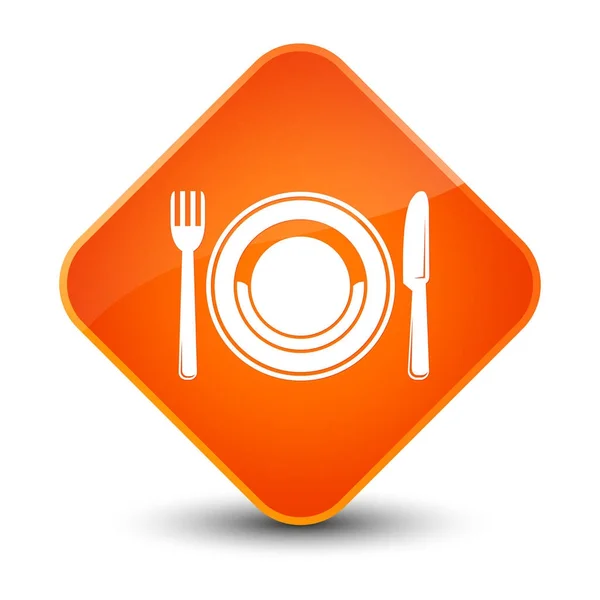 食品板アイコン エレガントなオレンジ色のダイヤモンド ボタン — ストック写真
