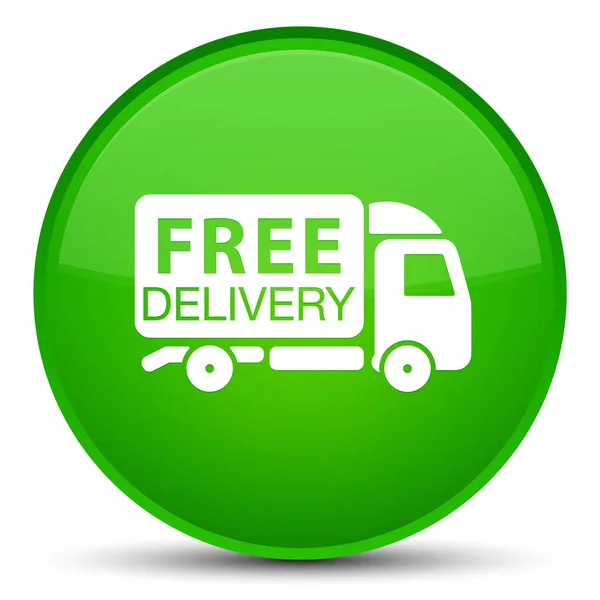 Consegna gratuita camion icona speciale pulsante rotondo verde — Foto Stock