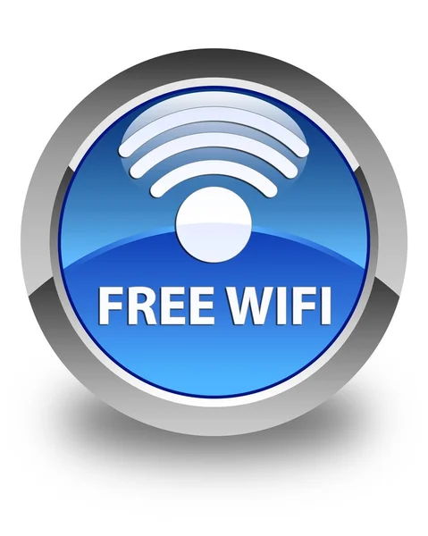 Wifi gratis brillante botón redondo azul — Foto de Stock