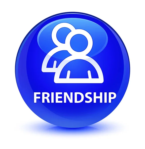 Friendship (group icon) glassy blue round button — Stock Photo, Image