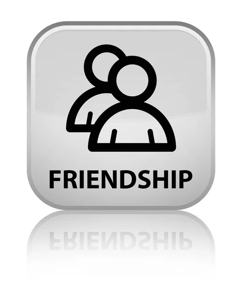 Přátelství (ikona skupiny) zvláštní bílé čtvercové tlačítko — Stock fotografie