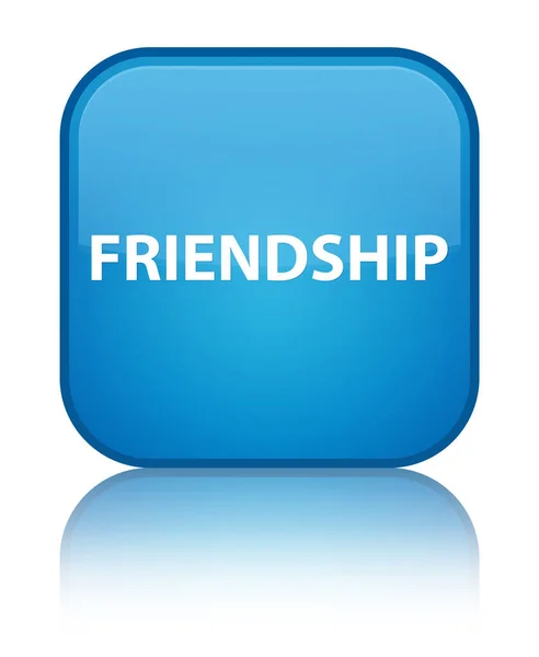 Vriendschap speciale cyaan blauw vierkante knop — Stockfoto