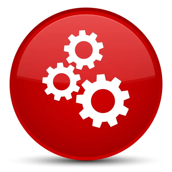 Icono de engranajes especial botón redondo rojo — Foto de Stock