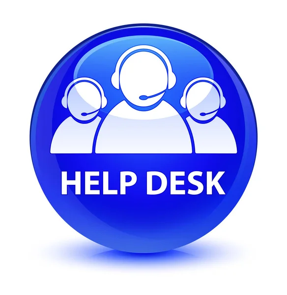 Stůl (zákaznické péče týmu ikonu) sklovité modré kulaté tlačítko Nápověda — Stock fotografie