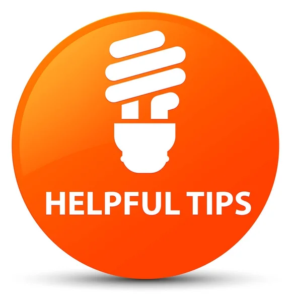 Consejos útiles (icono de la bombilla) botón redondo naranja —  Fotos de Stock