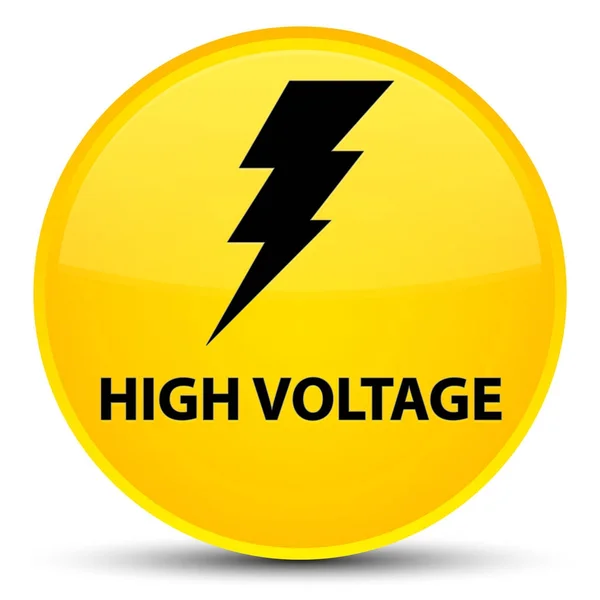 High voltage (electricity icon) special yellow round button — Stock Photo, Image