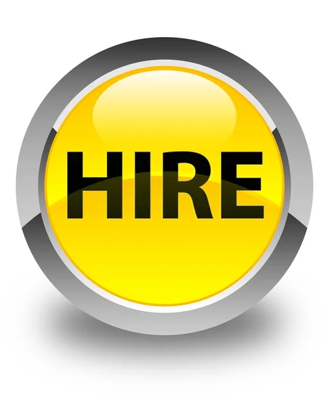 Hire glossy yellow round button — Stock Photo, Image