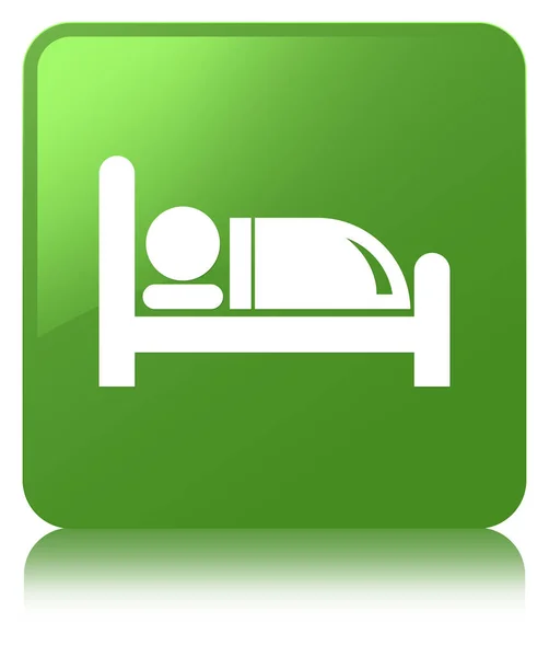Hotelbett-Symbol weicher grüner quadratischer Knopf — Stockfoto