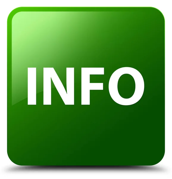 Info groen vierkante knop — Stockfoto
