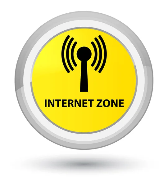 Internetová zóna (wlan sítě) prvotní žluté kulaté tlačítko — Stock fotografie