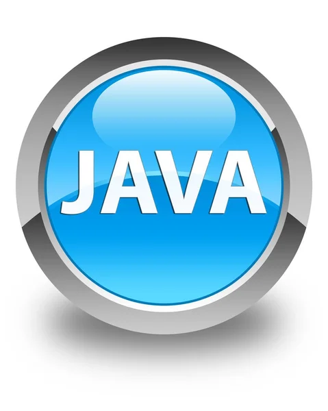 Java glossy cyan blue round button — Stock Photo, Image