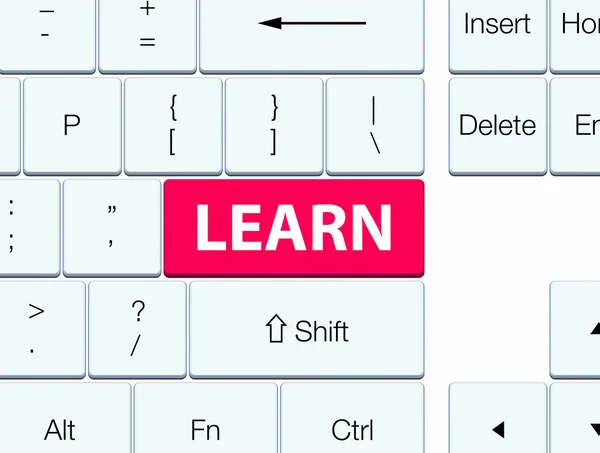 Aprender botão teclado rosa — Fotografia de Stock