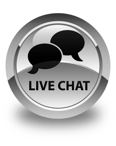 Chat en vivo brillante botón redondo blanco — Foto de Stock