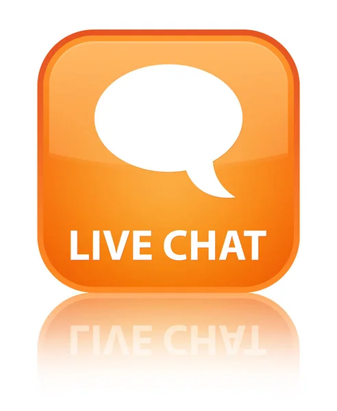 Live chat special orange square button — Stock Photo, Image