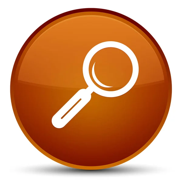 Magnifying glass icon special brown round button — Stock Photo, Image