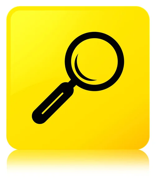 Ícone de lupa botão quadrado amarelo — Fotografia de Stock