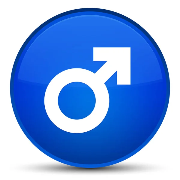Znak mužského pohlaví speciální modré kulaté tlačítko — Stock fotografie