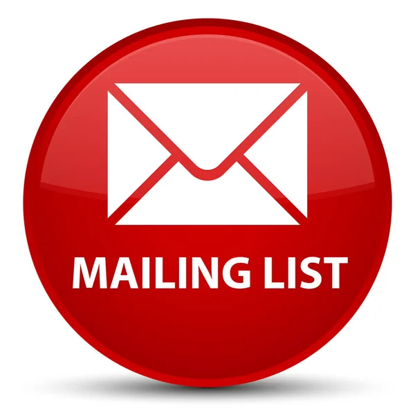 Mailing lijst speciale rode ronde knop — Stockfoto