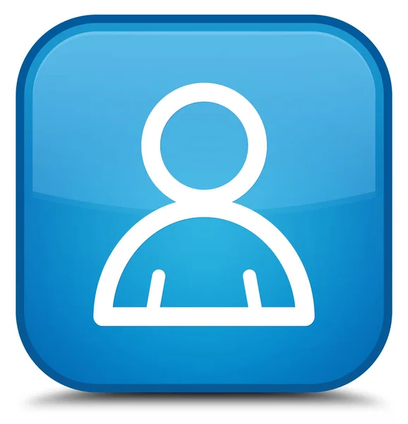Ícone de membro botão quadrado azul ciano especial — Fotografia de Stock