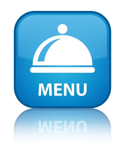 Menu (icona piatto alimentare) speciale pulsante quadrato blu ciano — Foto Stock