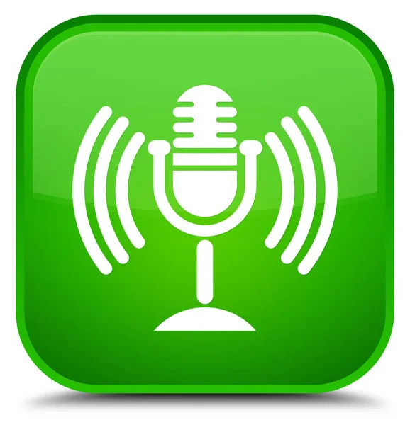 Icono de micrófono botón cuadrado verde especial — Foto de Stock