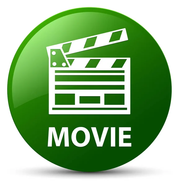 Film (icona clip cinema) pulsante rotondo verde — Foto Stock