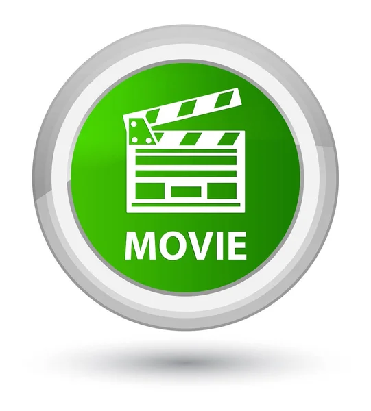 Filme (ícone clipe de cinema) botão redondo verde principal — Fotografia de Stock