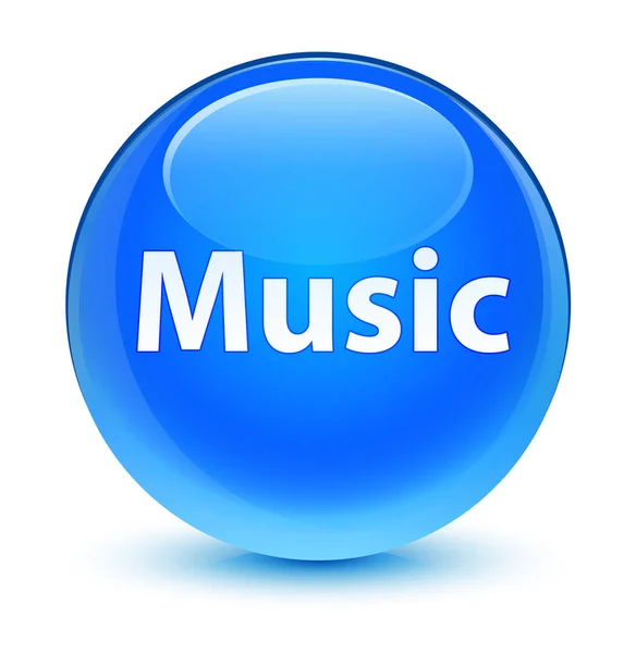 Música glassy cyan azul botón redondo —  Fotos de Stock