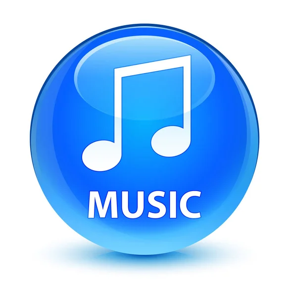 Música (ícone de melodia) ciano vítreo botão redondo azul — Fotografia de Stock