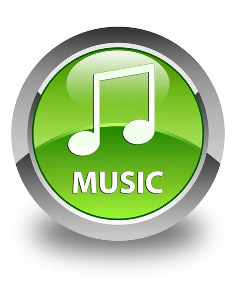 Música (ícone de melodia) botão redondo verde brilhante — Fotografia de Stock