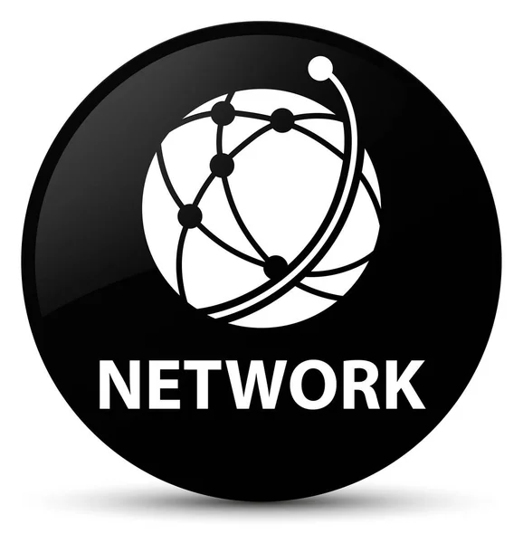 Rede (ícone de rede global) botão redondo preto — Fotografia de Stock