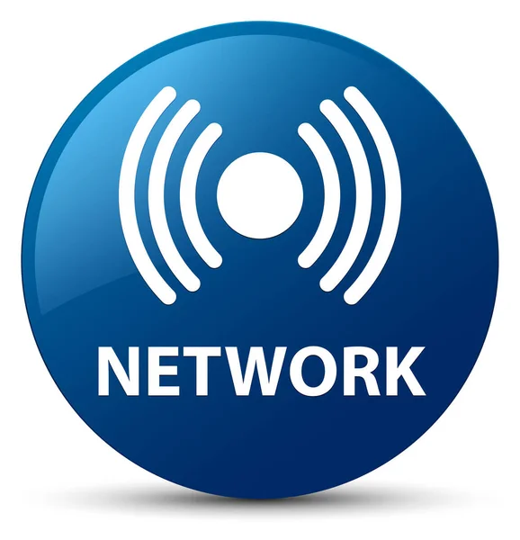 ネットワーク (信号アイコン) 青い丸ボタン — ストック写真