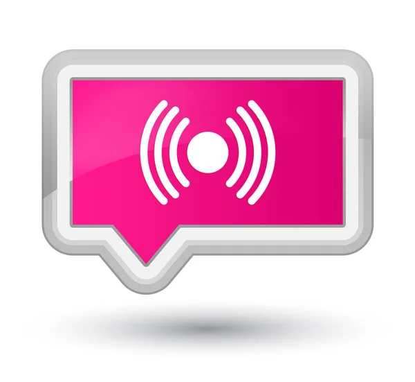 Icona del segnale di rete primo pulsante banner rosa — Foto Stock