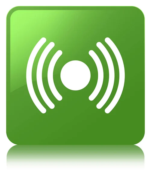 Network signal icon soft green square button — Stock Photo, Image