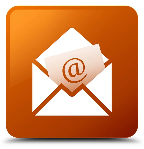 Nyhetsbrev e-ikonen brun fyrkantiga knappen — Stockfoto