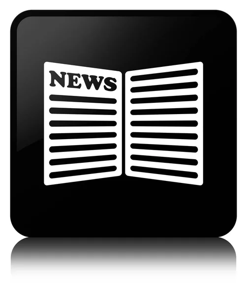 Newspaper icon black square button — Stock Photo, Image