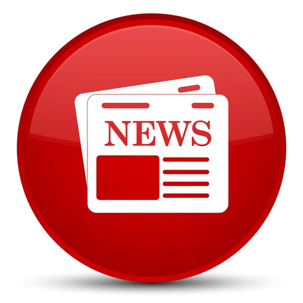 Newspaper icon special red round button
