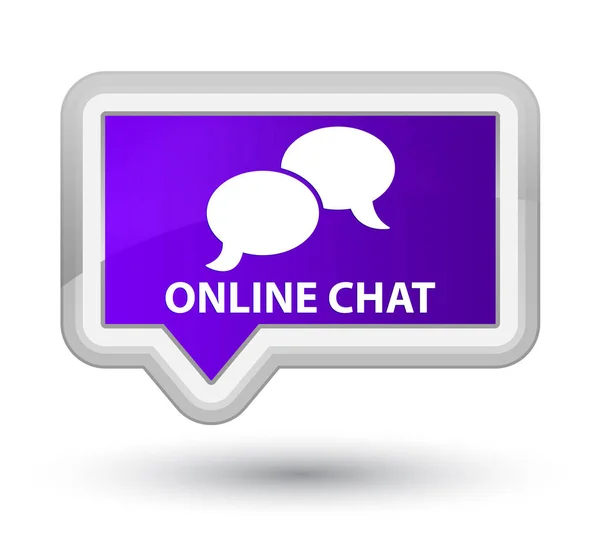Chat online botão de banner roxo principal — Fotografia de Stock