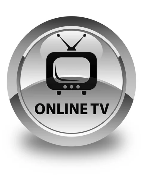 TV en línea brillante botón redondo blanco —  Fotos de Stock