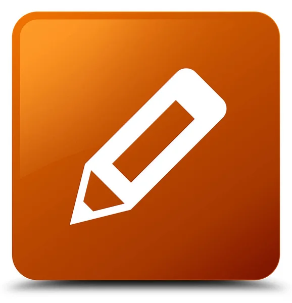 Ołówek ikony brązowy kwadratowy przycisk — Zdjęcie stockowe