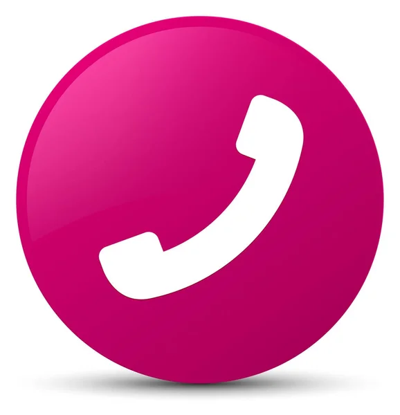 电话图标粉红色圆形按钮 — 图库照片