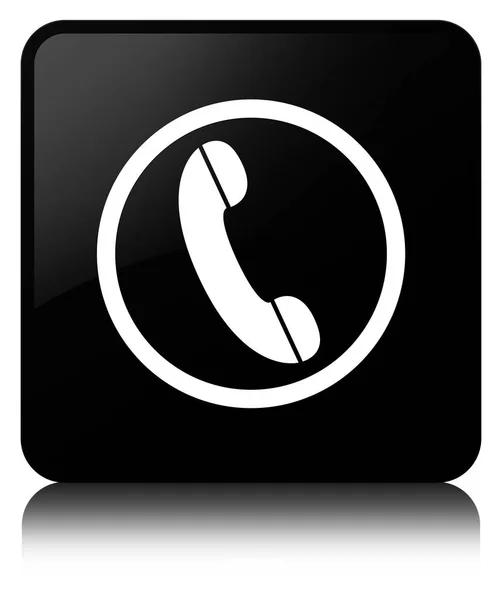 전화 아이콘 검은 사각형 버튼 — 스톡 사진