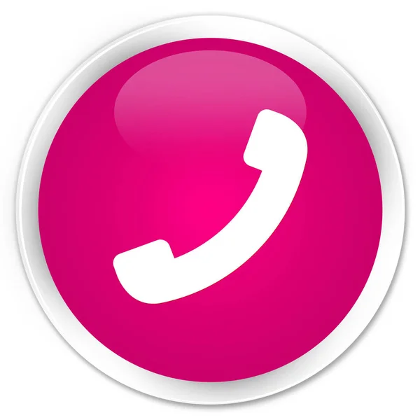 Ícone do telefone botão redondo rosa prémio — Fotografia de Stock