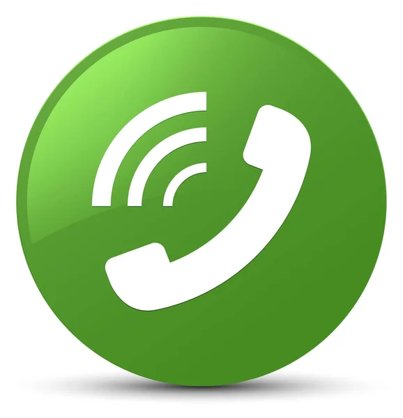 Telefon vyzváněcí ikonu měkký zelené kulaté tlačítko — Stock fotografie