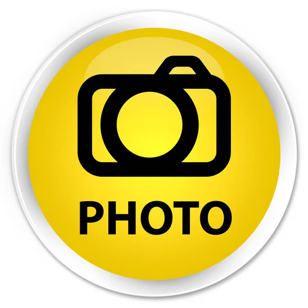 Foto (icona della fotocamera) premio giallo pulsante rotondo — Foto Stock