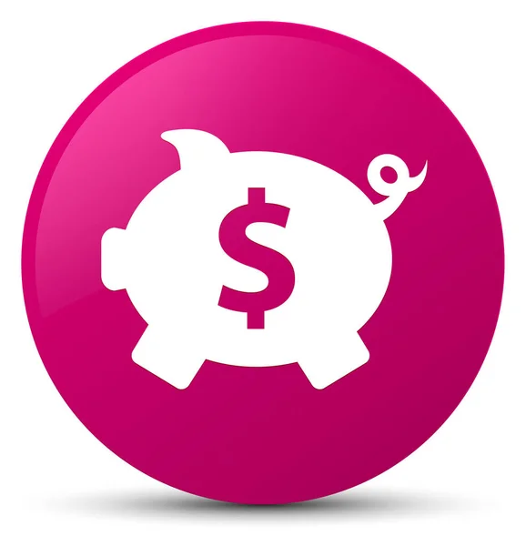 Piggy bank dollar sign icon pink round button